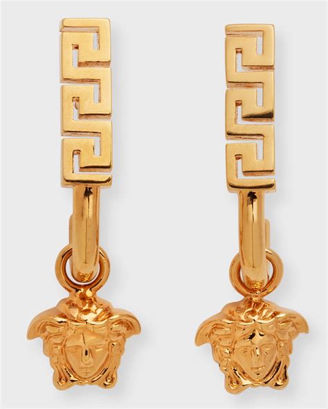 versace greca and medusa drop earrings|versace medusa hoop earrings.